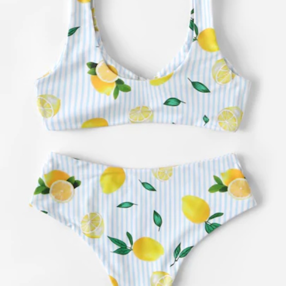 ❗️LAST ONE❗️LEMON STRIPE BIKINI - Picture 2 of 5